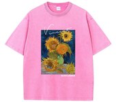 Van Gogh Sunflower Print Printed Male T-Shirt Graphic Cotton T-Shirts High-Quality Cool Tee Shirt Cute Oversized Short Sleeve