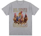 I Love Cocks Funny Roosters Meme T-shirt Chicken Enthusiast Short Sleeve T-shirt Women's Extra Large T-shirt Street Clothing