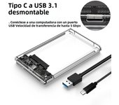 2.5 Inch HDD SSD Case SATA to USB 3.1 Type C 4TB Transparent External Hard Drive Housing Compatible UASP SATA III Laptop