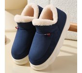 Zapatos de algodón con tacón para interior de nuevo estilo de invierno para que las parejas los usen al aire libre con tacón y botas de nieve para hombre de suela gruesa y cálidas de terciopelo para interiores