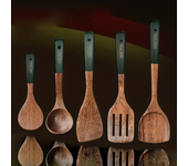 Juego De Utensilios De Cocina De Madera Resistente Al Calor Y Duradera Incluye Spatula Y Sartén Antideslizante Eco-amigable