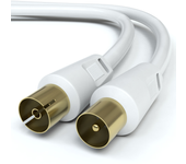 CABLEPELADO Cable Antena TV Macho Hembra recto | Cable coaxial Antena de TV | Cable Antena TV Compatible televisión, decodificador, Tomas de TV | 75 Ohm | Blanco | 10 Metros