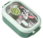 Caja de almuerzo, caja de almuerzo térmica duradera hecha de acero inoxidable, segura, portátil para oficina (verde)