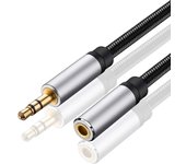 CABLEPELADO Cable Audio alargador extensor, Jack Audio Estéreo 3,5 mm Macho a Hembra, Cable alargador de audio estéreo, Apto para Altavoces, Auriculares, Móvil, Tablet, MP3, Nylon, 3 Metros