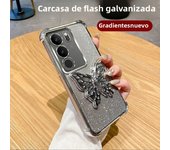 Luxury Glitter Butterfly Holder Phone Case for Vivo V40 Lite V29 V27 V25 23 Pro TPU Plating Shockproof Protector Back Soft Cover