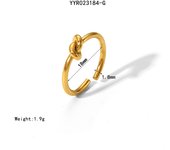 Encanto Anillos minimalistas de acero inoxidable con nudo de lazo para mujer, anillos abiertos chapados en oro de 18K, anillos de dedo de pareja de boda de lujo, regalos de joyería