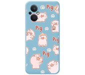 Funda Silicona Líquida Azul para Oppo Reno 8 Lite 5G diseño Cerdos Dibujos