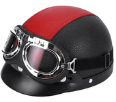 Motorcycle Helmet Men And Women Classic Leather Vintage Open Face Half Helmet Motor Scooter Electric Scooter Helmet Goggles New