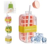 Cubitera, 2 en 1, bandeja y botella para cubitos de hielo sin contacto de 17/27 oz. Botella para hacer cubitos de hielo con tapa y recipiente. Fácil liberación de hielo para congelador. Ideal para café, jugos y bebidas (verde, 20 oz).