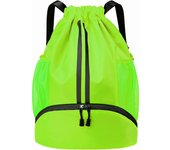 Mochila deportiva con cordón - Bolsa de gimnasio con cordón para natación con compartimento para zapatos y bolsillo impermeable para mujeres y hombres