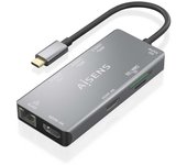HUB AISENS USB-C DOCK 9 EN 1 USB-C 2XHDMI RJ45 2XUSB-A 3.0 USB-A 2.0 PD