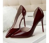 Women Party 7.5cm 10.5cm High Heels Office Patent Leather Pumps Lady Stiletto Low Heels Scarpins Cutout Elegant Orange Red Shoes