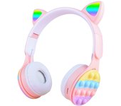 Auriculares Bluetooth montados en la cabeza con oreja de gato con burbujas M6, auriculares inalámbricos con burbujas de descompresión para niños populares Macaron