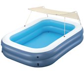 Bestway Piscina Hinchable 2 Camaras Rectangular con Toldo 254x178x140 cm +6 Años Jardin 54449