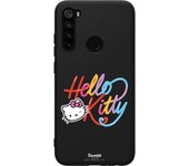 Funda original compatible con Xiaomi Redmi Note 8 Negro con un diseño de Hello Kitty Caligrafica