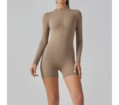 Zipper Tracksuit Set Women Yoga Jumpsuit Stand Collar Half Long Sleeved High Waist Butt Lift Fitness Sports Bodysuit Leggings