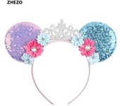 Disney Mickey Mouse Oor Hoofdbanden Frozen Elsa Anna Strik Pailletten Hoofdband Kids Party Cadeau Kinderen Diy Haaraccessoires