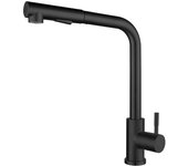 BIT Grifo negro extraíble para fregadero de cocina, mezclador de agua fría y caliente de acero inoxidable, boquilla de pulverización, 2 modos, Flexible