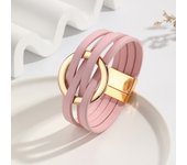 ALLYES Fashion Gold Color Circle Cross Bracelet for Women 2025 Simple Multilayer Wrap Leather Bracelets & Bangles Party Jewelry