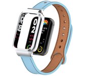 Suitable for Xiaomi band 8 pro double-button leather strap, metal-protected case one-piece strap Miband 8 pro replacement strap
