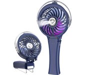 Ventilador de mano Ventilador de niebla Mini USB Personal Portátil Recargable Ventilador con batería con luz de noche de color para oficina/Viajes/al aire libre