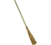 Escoba de bruja, paja y bambú, 100 cm, complemento para disfraz de hechicero, mago, ligera, carnaval, Halloween, cosplay, fiestas, Clásica escoba de bruja hecha de paja y también de bambú, ideal para Halloween