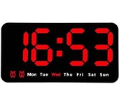 Reloj de pared digital LED, 12/24 horas, números grandes, pequeño y silencioso, blanco
