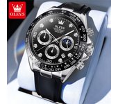 OLEVS 2875 Original Luxury Brand Quartz Watch for Men Silicone Strap Chronograph Auto Date Waterproof Moon Phase Man Sport Watch
