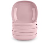 Plastic Forte - Juego de 6 Platos Stilo Cuadrados 13 cm Reutilizables. Ideal Fiestas. Rosa