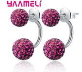 11 Colors Options!! Full Austrian CZ Crystal Paved Stud Earrings for Women 925 Sterling Silver Stamp Disco Balls Brincos Jewelry