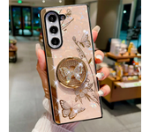 Luxury Glossy Glitter Butterfly Metal Ring Case for Samsung Galaxy Z Fold 6 5 4 3 Shockproof Folding Protective Case Funda Capa