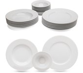 Vajilla de Porcelana de 18 Piezas – Vajilla de Porcelana Blanca Güral Porselen Ocean –Para 6 personas