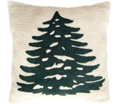 Cojín decorativo 45x45 cm | Diseño Abeto Navidad | Curly tipo borreguito & Velour | Beige & Verde | Alo Home
