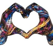 Estatua de gesto de amor 1/5 - Adorno de gesto de amor con graffiti colorido | Estatua de gesto de dedo de amor, estatua de gesto de corazón, escultura de manos de corazón, escultura artística de gesto de amor, escultura de corazón de mano,