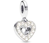 Charm Pandora Colgante Doble CorazonBlanco Anacarado  792649C01
