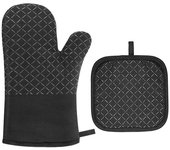 Manoplas Horno, Juego de 2 Guantes Horno Y 2 agarraderas, Resistentes al Calor, Guantes para Hornear, Guantes para Cocinar Silicona