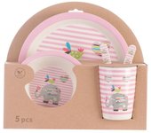 Dinnerware sets homemiyn five-piece bamboo fiber children's tableware cow pattern kid sets