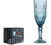 Set Escorial Azul 6 Piezas – Vaso 40cl, Vaso 30cl, Copa Flute 16.5cl, Copa Vino 30cl, Copa Agua 35cl, Corte Diamante