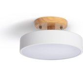 LEDKIA LIGHTING - Lámpara de Techo LED 12W | Madera y Metal | CCT Seleccionable: Blanco Frío, Neutro, Cálido | 1020 lm | 40,000 Horas de Durabilidad, Blanco