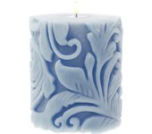 Molde Vela Vintage Cilíndrico tallado con motivos vegetales. Silicona antiadherente y flexible. Ideal para decorar velas de 310 cc. Fácil de usar