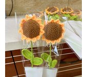 Knitted Artificial Flowers Finished Hand Woven Flower Handmade Simulation Flower Yarn Crochet Rose Sunflower Wedding Decor 1PC