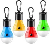Luces de tienda portátiles, paquete de 4, con gancho de clip, luces de emergencia para huracanes, bombillas para tienda de campaña, equipo de camping, mochila para acampar, senderismo, pesca