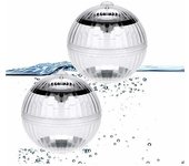 Luz flotante para piscina, luz solar para piscina, 2 luces LED flotantes automáticas RGB variable, luz solar impermeable en forma de bola de 10 x 10 cm