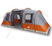 vidaXL Tienda de campaña con túnel 4 personas impermeable gris naranja