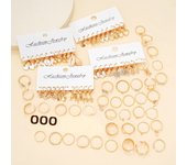 66 Pcs/Set Fashion Boho Gold Color Butterfly Love Earrings Ring Jewelry Set For Women Daily Vacation Wearing Gifts New 2024