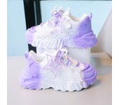 Breathable Gradient Color Kids Sports Shoes, Breathable Chunky Sneakers for Girls and Boys with Star Decoration