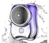 Afeitadora eléctrica portátil, mini afeitadora, recargable por USB, lavable, ligera, ideal para viajes, oficina, etc. (morado)