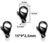 25Pcs Stainless Steel Gold Black Lobster Clasps Jewelry Findings DIY Necklace Bracelet Making Accessories 9/10/11/12/13/15MM