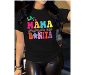 letter print t-shirt, short sleeve crew neck casual top for summer & spring, women's clothing