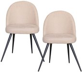 Pack de 2 sillas de comedor respaldo curvo acolchado beige 87x49x48 cm